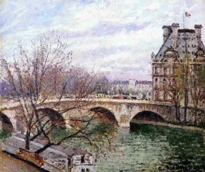 The Pont Royal and the Pavillon de Flore Oil painting by Camille Pissarro