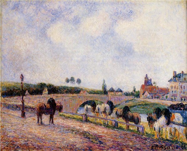 The Pontoise Bridge by Camille Pissarro - Hand-Painted Oil Painting Reproduction
