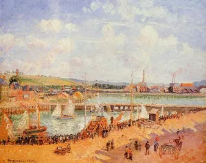 The Port of Dieppe, the Dunquesne and Berrigny Basins: High Tide, Sunny Afternoon by Camille Pissarro Oil Painting