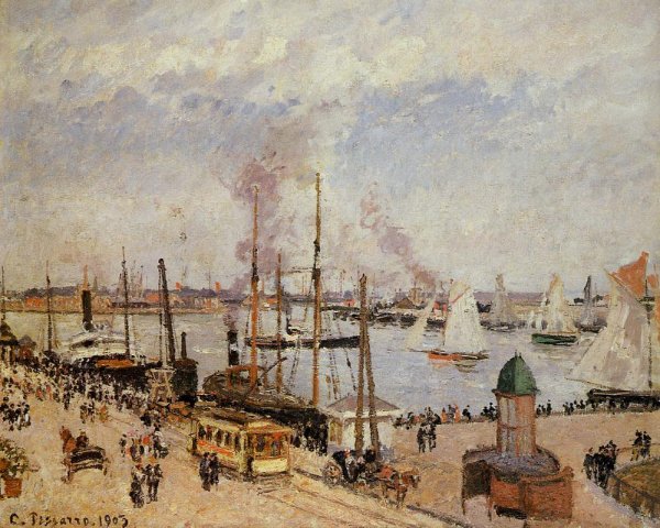 The Port of Le Havre - High Tide by Camille Pissarro - Hand-Painted Oil Painting Reproduction