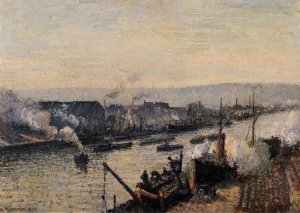 The Port of Rouen, Saint-Sever Oil painting by Camille Pissarro