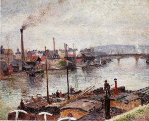 The Port of Rouen Oil painting by Camille Pissarro