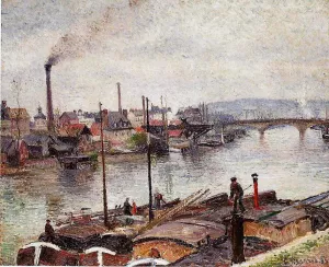 The Port of Rouen by Camille Pissarro Oil Painting