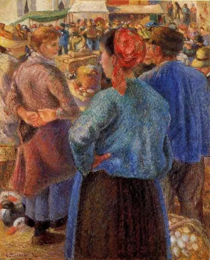 The Poultry Market at Pontoise by Camille Pissarro - Oil Painting Reproduction