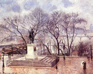 The Raised Terrace of the Pont-Neuf, Place Henri IV: Afternoon, Rain by Camille Pissarro Oil Painting