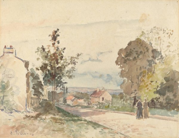 The Road from Versailles to Louveciennes  by Camille Pissarro - Hand-Painted Oil Painting Reproduction