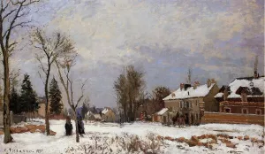 The Road from Versailles to Saint-Germain, Louveciennes. Snow Effect by Camille Pissarro - Oil Painting Reproduction