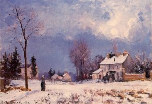 The Road from Versalles to Saint-Germain at Louveciennes by Camille Pissarro Oil Painting