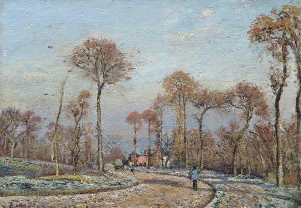 The Road to Versailles, Louveciennes, Morning Frost  by Camille Pissarro - Hand-Painted Oil Painting Reproduction