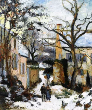 The Rondest House in the Snow, Pontoise by Camille Pissarro - Oil Painting Reproduction