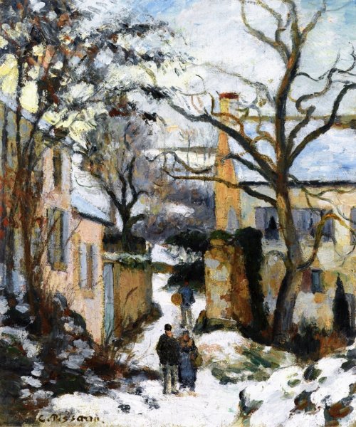 The Rondest House in the Snow, Pontoise by Camille Pissarro - Hand-Painted Oil Painting Reproduction