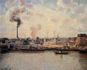 The Saint-Sever Quay, Rouen by Camille Pissarro Oil Painting