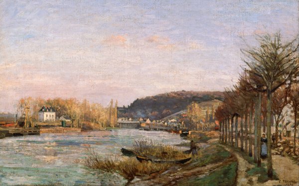 The Seine at Bougival  by Camille Pissarro - Hand-Painted Oil Painting Reproduction
