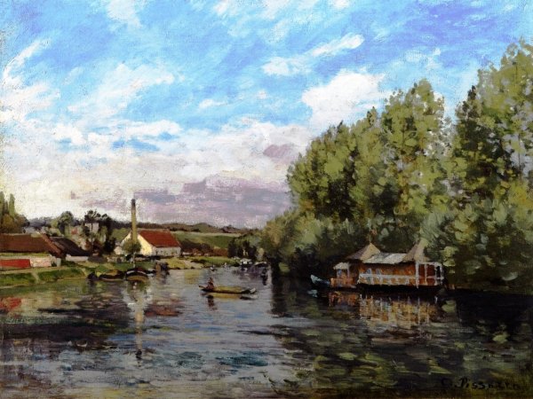 The Seine at Port-Marly II by Camille Pissarro - Hand-Painted Oil Painting Reproduction