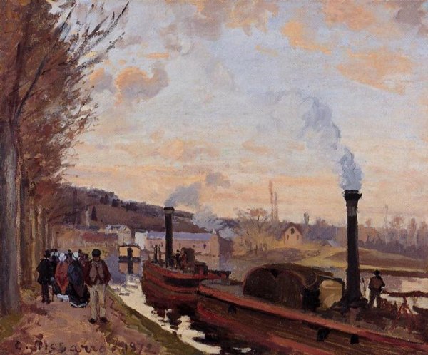 The Seine at Port-Marly by Camille Pissarro - Hand-Painted Oil Painting Reproduction