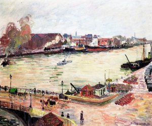 The Seine at Rouen, Pont Boieldieu by Camille Pissarro Oil Painting