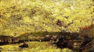 The Seine at Rouen by Camille Pissarro Oil Painting