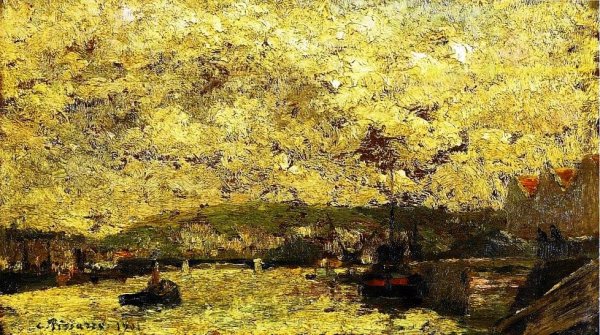 The Seine at Rouen by Camille Pissarro - Hand-Painted Oil Painting Reproduction