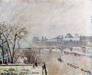 The Seine Viewed from the Pont-Neuf, Winter Oil painting by Camille Pissarro