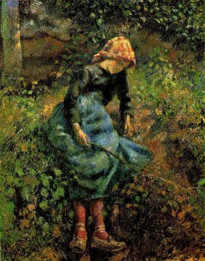 The Shepherdess also known as Young Peasant Girl with Stick by Camille Pissarro Oil Painting