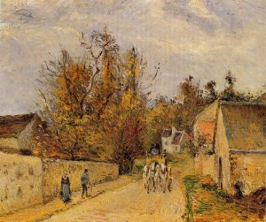 The Stage on the Road from Ennery to l'Hermigate, Pontoise by Camille Pissarro Oil Painting