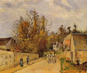 The Stage on the Road from Ennery to l'Hermigate, Pontoise by Camille Pissarro Oil Painting