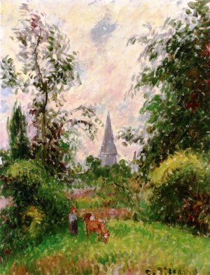 The Steeple of Bazincourt by Camille Pissarro Oil Painting