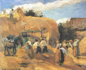 The Threshing Machine by Camille Pissarro - Oil Painting Reproduction