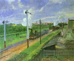 The Train, Bedford Park painting by Camille Pissarro
