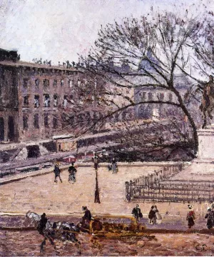 The Treasury and the Academy, Gray Weather painting by Camille Pissarro