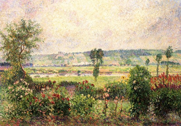 The Valley of the Seine at Damps, the Garden of Octave Mirbeau by Camille Pissarro - Hand-Painted Oil Painting Reproduction
