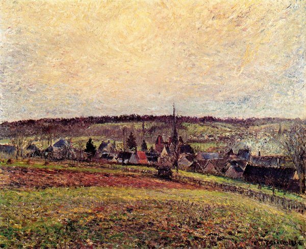 Main Product Photo of The Village of Eragny Painting by Camille Pissarro