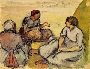 Three Peasant Women painting by Camille Pissarro