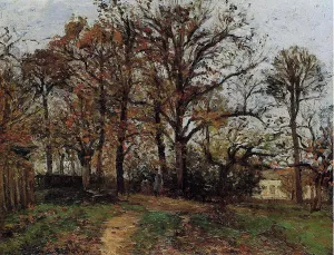 Trees on a Hill, Autumn, Landscape in Louveciennes by Camille Pissarro - Oil Painting Reproduction