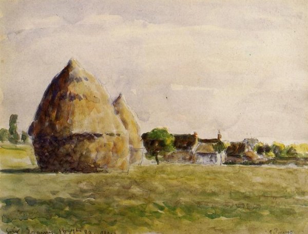Twilight, Eragny by Camille Pissarro - Hand-Painted Oil Painting Reproduction