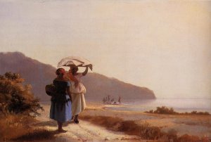 Two Woman Chatting by the Sea, St. Thomas by Camille Pissarro Oil Painting
