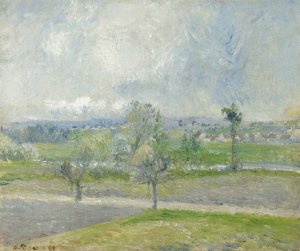 Valhermeil Near Oise - Rain Effect Oil painting by Camille Pissarro