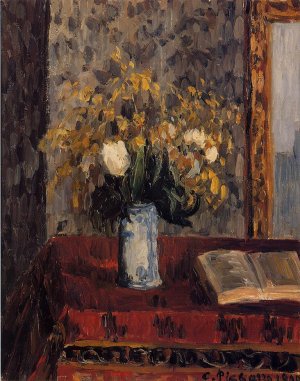 Vase of Flowers, Tulips and Garnets by Camille Pissarro Oil Painting