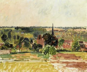 View of Eragny by Camille Pissarro - Oil Painting Reproduction