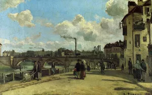 View of Pontoise, Quai du Pothuis by Camille Pissarro Oil Painting