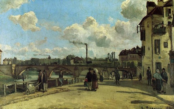 View of Pontoise, Quai du Pothuis by Camille Pissarro - Hand-Painted Oil Painting Reproduction
