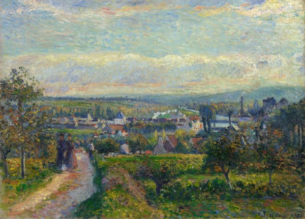 View of Saint-Ouen-l'Aumone  by Camille Pissarro - Hand-Painted Oil Painting Reproduction