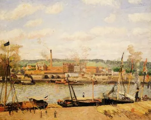 View of the Cotton Mill at Oissel, near Rouen by Camille Pissarro - Oil Painting Reproduction