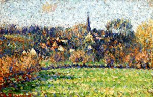 View of the Village of Bazincourt Oil painting by Camille Pissarro
