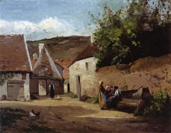 Main Product Photo of Village Corner Painting by Camille Pissarro