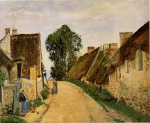 Village Street, Auvers-sur-Oise by Camille Pissarro - Oil Painting Reproduction