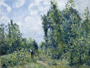 Wanderer near the Wood Oil painting by Camille Pissarro