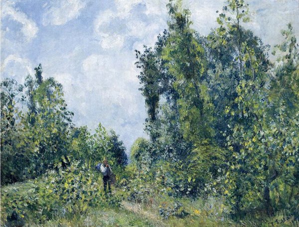 Wanderer near the Wood by Camille Pissarro - Hand-Painted Oil Painting Reproduction