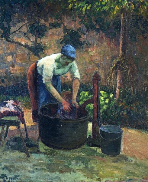 Washerwoman by Camille Pissarro - Hand-Painted Oil Painting Reproduction