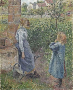 Woman and Child at the Well by Camille Pissarro Oil Painting